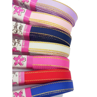 Fita Gorgurão Borda Dourada  Nº2/10mm  x 10m - Escolha a Cor em Oferta na Shopee