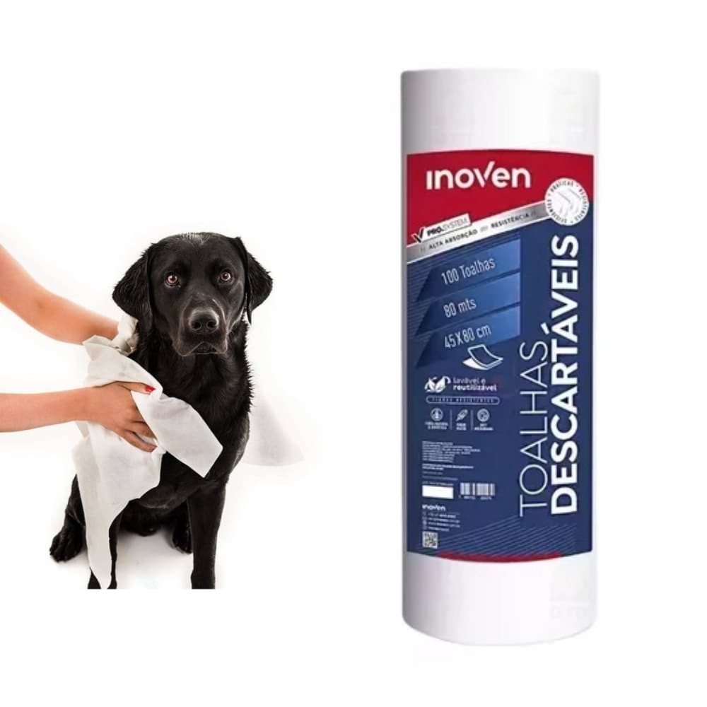 Toalha Descartável Pet Banho Tosa 100 Folhas 45x80cm Inoven
