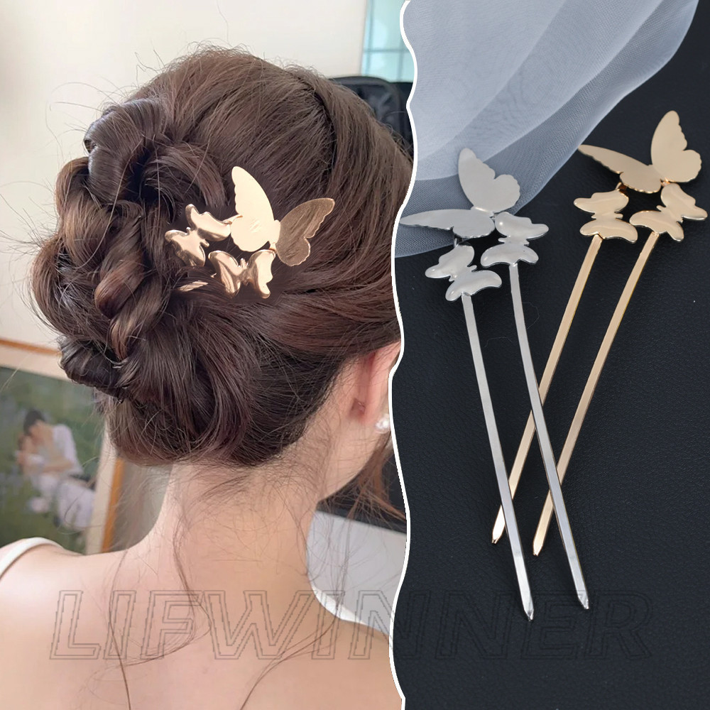 Garfos Em Forma De U Para Cabelos-Cabeleireiro-Elegante , Estilo INS , Requintado-Grampos De Cabelo Butterfly-Ferramenta De Modelagem Garotas-Palitos Metálicos em Oferta na Shopee