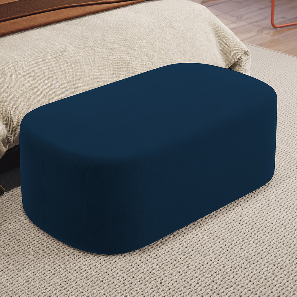 Puff Decorativo Orgânico Para Living Quarto 100cm Doha W01 Suede Azul Marinho - Lyam Decor em Oferta na Shopee