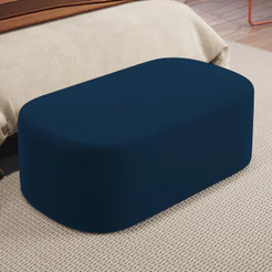 Puff Decorativo Orgânico Para Living Quarto 100cm Doha W01 Suede Azul Marinho - Lyam Decor