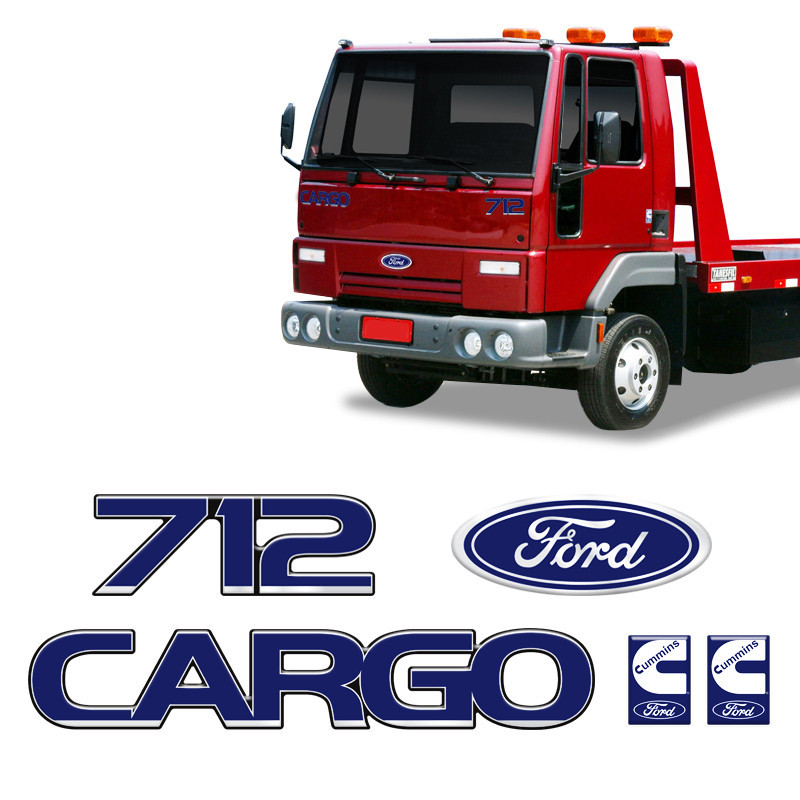 Kit Adesivos Cargo 712 Cummins Emblemas Ford Oval Caminhão Genérico