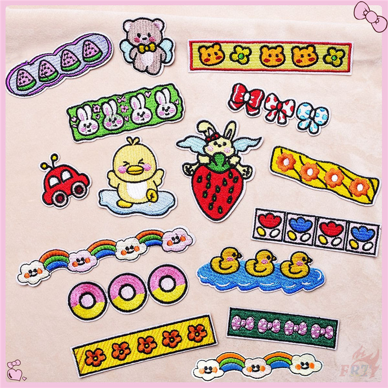 ♚ Cheio De Childishness-Pato/Urso/Coelho/Flor/Bowknow/Patch Para Passar A Ferro Carro 1 Peça DIY Costurada Em Emblemas