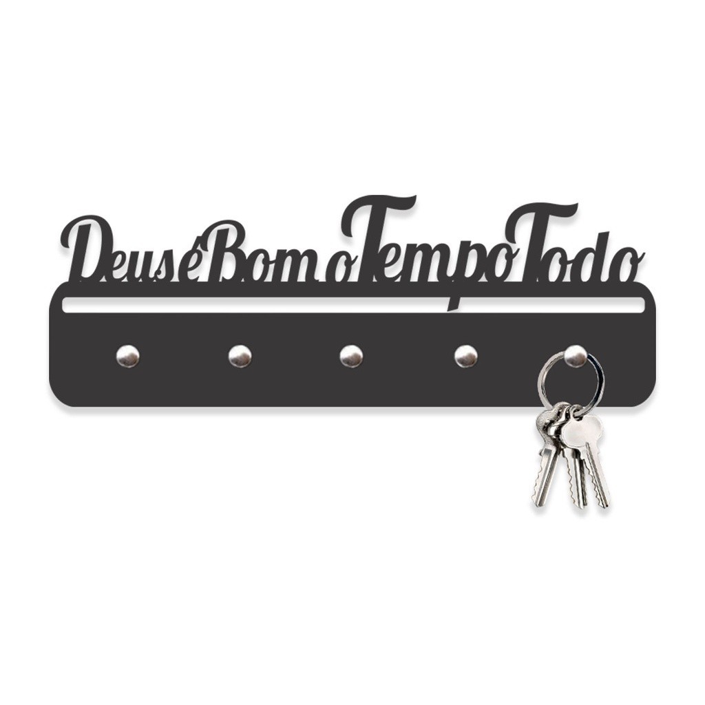 Porta Chaves Deus é Bom em Mdf Vazado de 3mm Preto Fosco em Oferta na Shopee