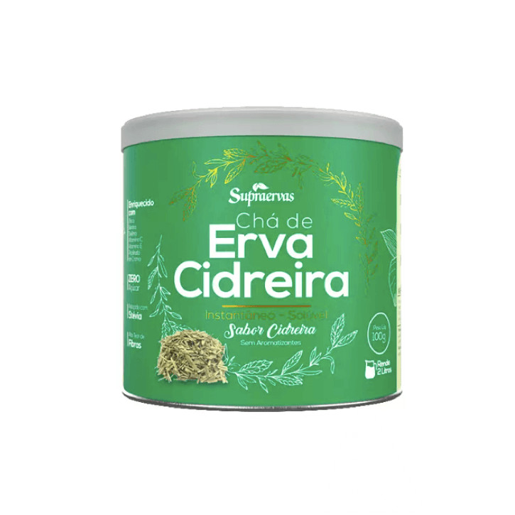 Chá Solúvel de Erva Cidreira 100g (Melissa) - Calmante - Zero Açúcar, Sem Corante, Sem Aromatizante