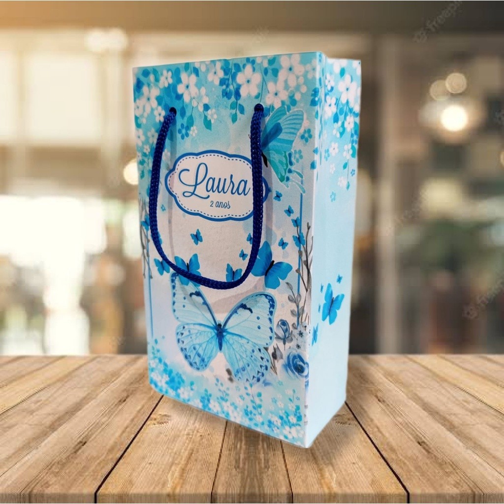 Sacolinha Surpresa Personalizadas Borboletas Azul
