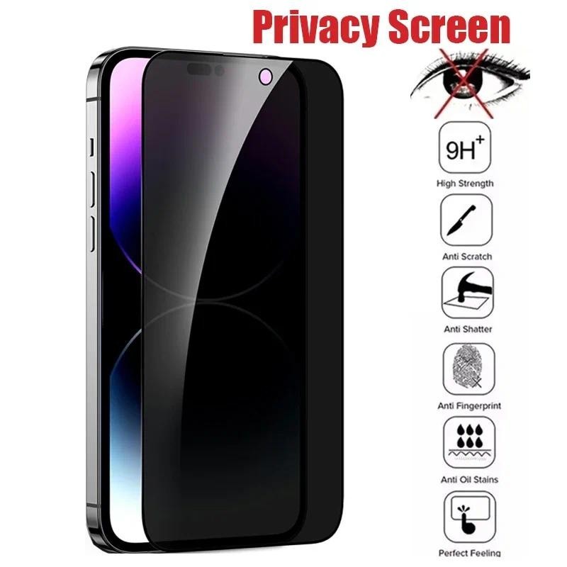 Vidro Temperado 3D Anti-Espionagem Para iPhone 11 12 13 14 15 Pro Max XS XR X 14 15 6 6s 7 8 Plus SE2022 , Protetor De Tela De Privacidade , Cobertura Total