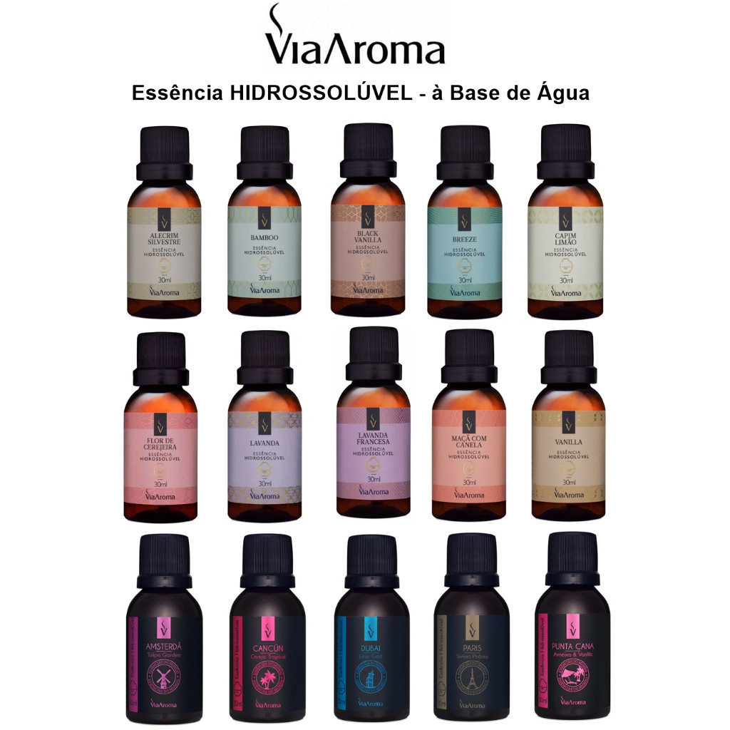 Essência 30ml Hidrossolúvel Via Aroma A base de Agua Para Difusor ou Umidificador Ultrassônico