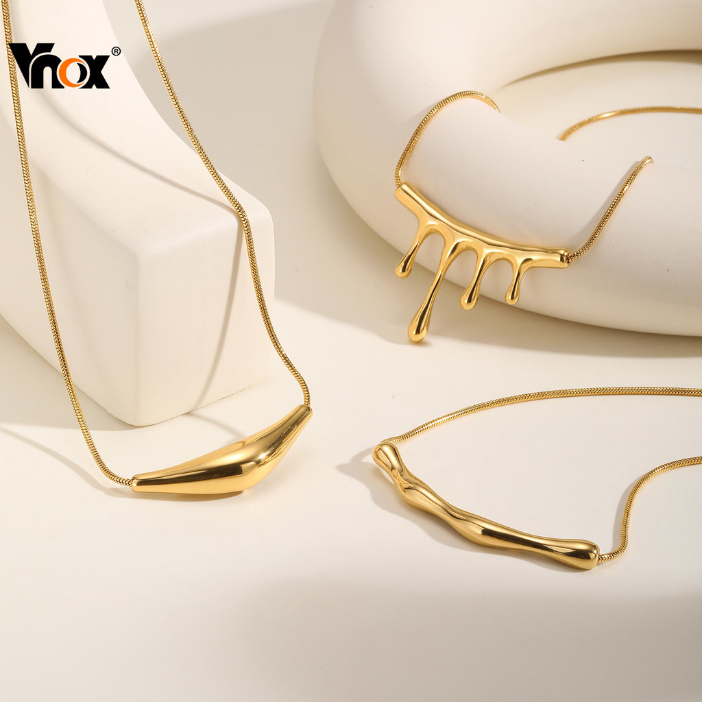 Colar Com Pingente Geométrico Irregular De Ouro 18K Vnox Para Mulheres , De Aço Inoxidável , Joia Que Não Mancha , Prese em Oferta na Shopee
