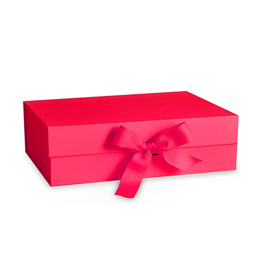 Caixa de Papel Rígido Retangular Rosa com Imã e Fita - 1 unidade - Rizzo - Stationery