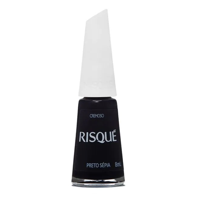 Esmalte Risque Preto Cremoso Preto Sépia 8Ml Kit Com 6 Unidades