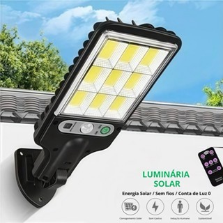 Luminária Solar Parede 108 COB Carregar LED Luz Branco frio Prova D'Água Sensor Presença 3 funções em Oferta na Shopee