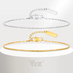 Pulseira De Elo De Corrente Cubana De Aço Inoxidável Vnox Para Homens , Sexy Pequena E Fina Da Moda , Presente De Joia S