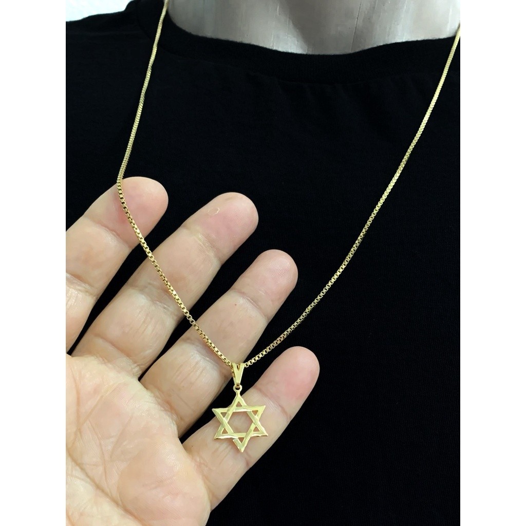 Corrente banhada a ouro pingente estrela de davi cordao banhado a ouro 18k fino colar masculino colar masculino dourad