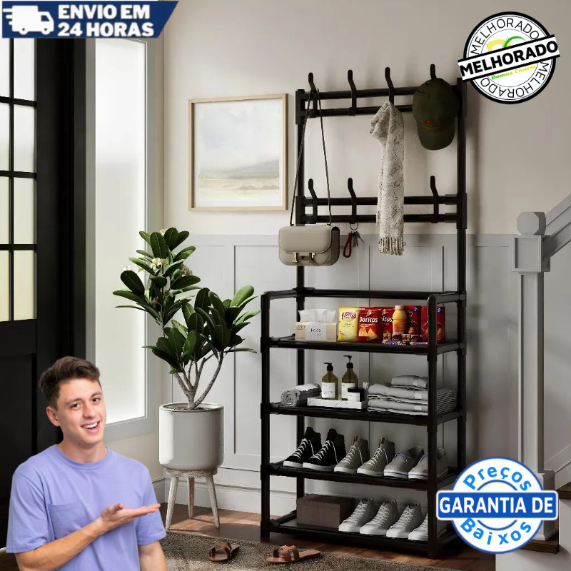 Arara 4/5 Andares Organizadora Sapateira Cabideiro Arara Suporte Multiuso Para Sapato Cabideiro  Para Sapato