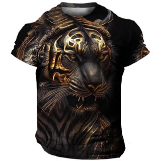 Camiseta De Moda Masculina 3D Tiger Print Tees Tops Summer Casual Animal Pattern T-Shirt Streetwear Quick Dry Fashion Clothes