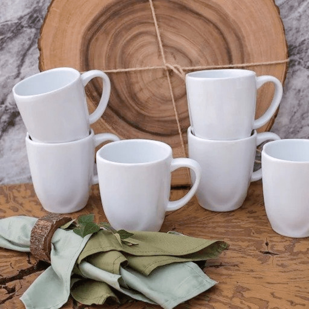 Jogo Kit 4 Canecas Xicara Tulipa de Porcelana Chá Café 380ml Ryo White Oxford em Oferta na Shopee