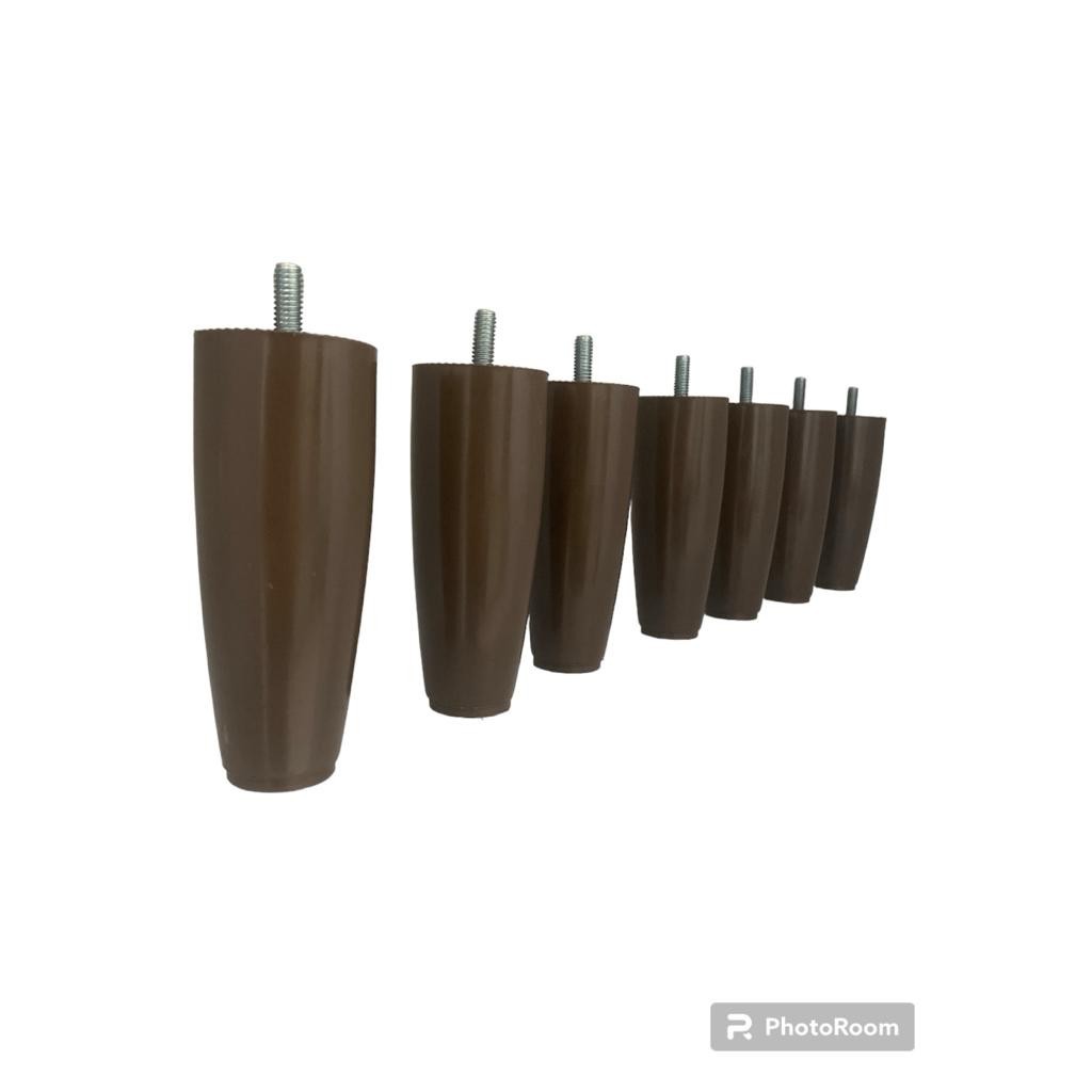 Kit Pes Cama Box Queem Conico  8 Pes 4 Rodizio Marron com 12 cm altura