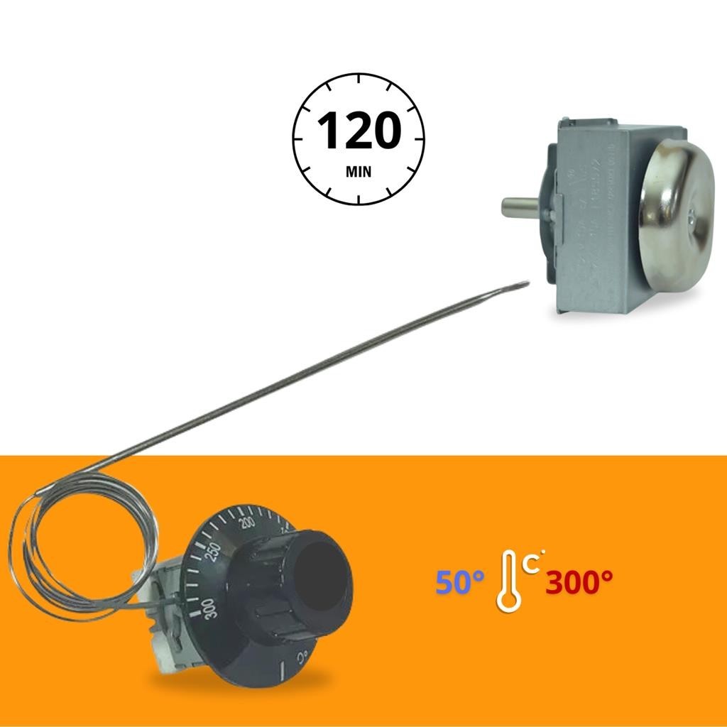 Timer Forno Eletrico 120 Minutos + Termostato 50/300 oC 30A