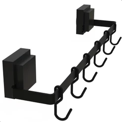 Suporte Porta Utensílios 6 Ganchos Com Ventosa Preto Linha F.Max