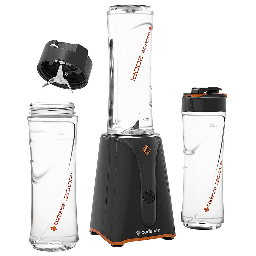 Liquidificador Portátil Blender Cadence Zoop Contrast BLD701 500ml Preto Com Jarra Premium 127V 220V