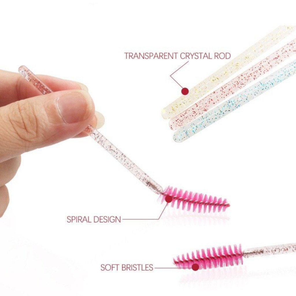 Kit 250 Escovinhas De Cílios Sobrancelha Glitter Extensão e Alongamento Descartável