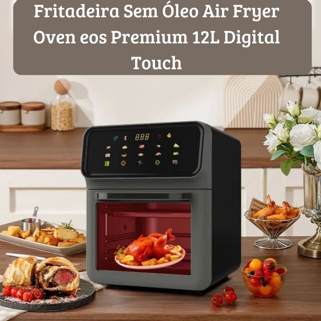 Air Fryer 12L Touch Forno elétrico 3 Layer Air Fryer FD-1015B Acessórios de cozinha Max 1350W