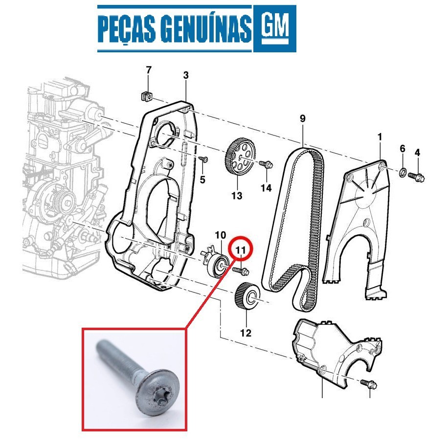 Parafuso Tensor Correia Dentada Todo Gm 1.0 1.4 1.8 93373723  GM