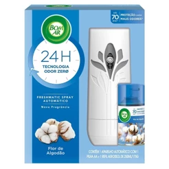 Bom Ar Aromatizador Spray Aparelho + Refil Flor de Algodão