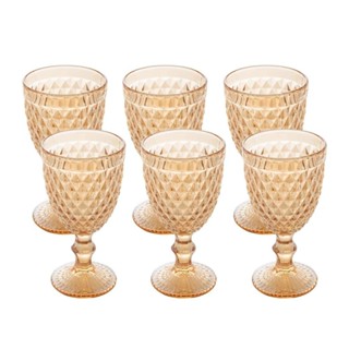 6 Taças para Água Lyor Bico de Abacaxi de Vidro Âmbar em Oferta na Shopee