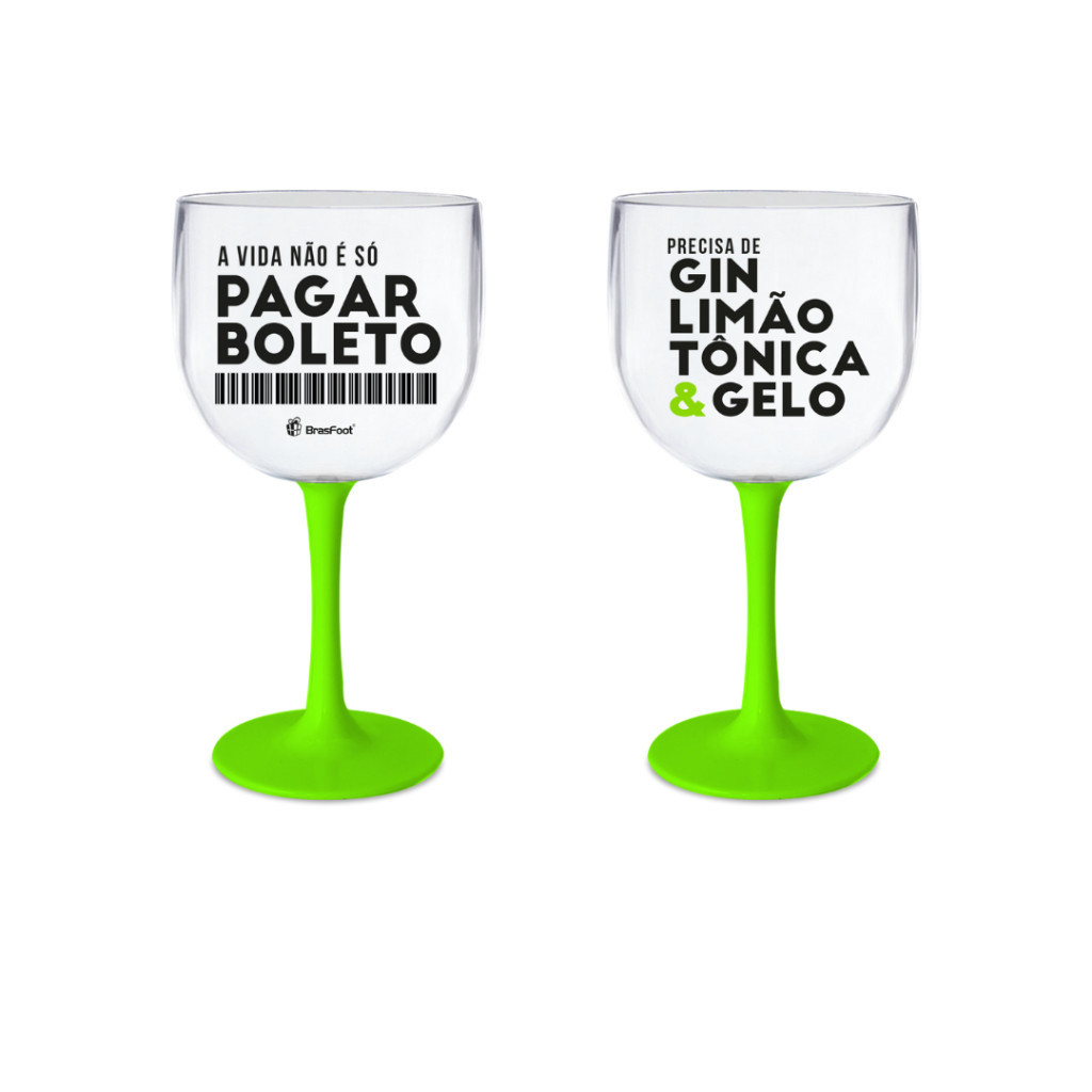 Taça Plástica para Festas - Drinks Coquetéis Gin 580 ml Marca Brasfoot – Tema A Vida Não é Só Pagar Boleto