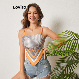 Lovito Boho Blusa Feminina com Estampa Tribal e Laço Traseiro LBL08270
