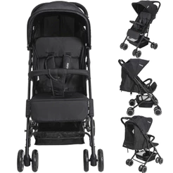 Carrinho Kiddo Berço Passeio Mascote Preto Compacto