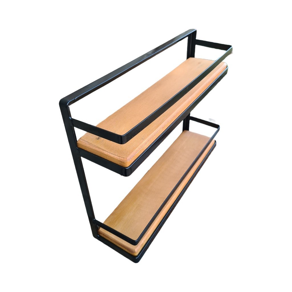 Prateleira Suporte Para Temperos E Condimentos 2 Andares Ferro E Madeira em Oferta na Shopee