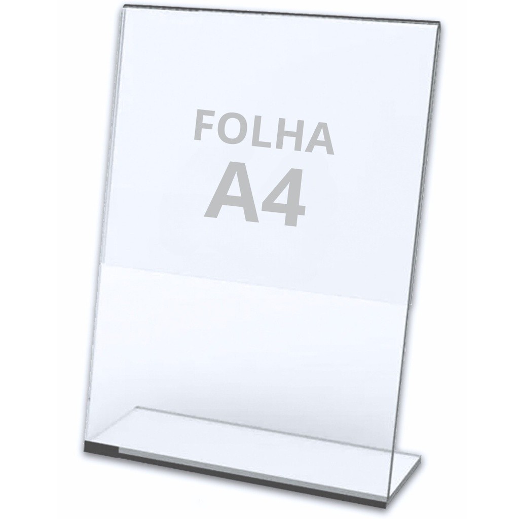 Display Folha A4 Pix QR Code Menu Cardapio Aviso Promocao Expositor Vertical Transparente Acrílico Loja Personalizavel Com Papel A4
