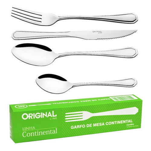 Jogo Garfo Faca  Inox  24 Peças Bar/restaurante Bufffet