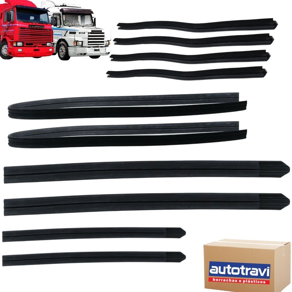 Jogo Borracha Canaleta Pestana Vidro Porta para Scania 112 / 113 / 142 / 143 - LE + LD - 10 peças em Oferta na Shopee