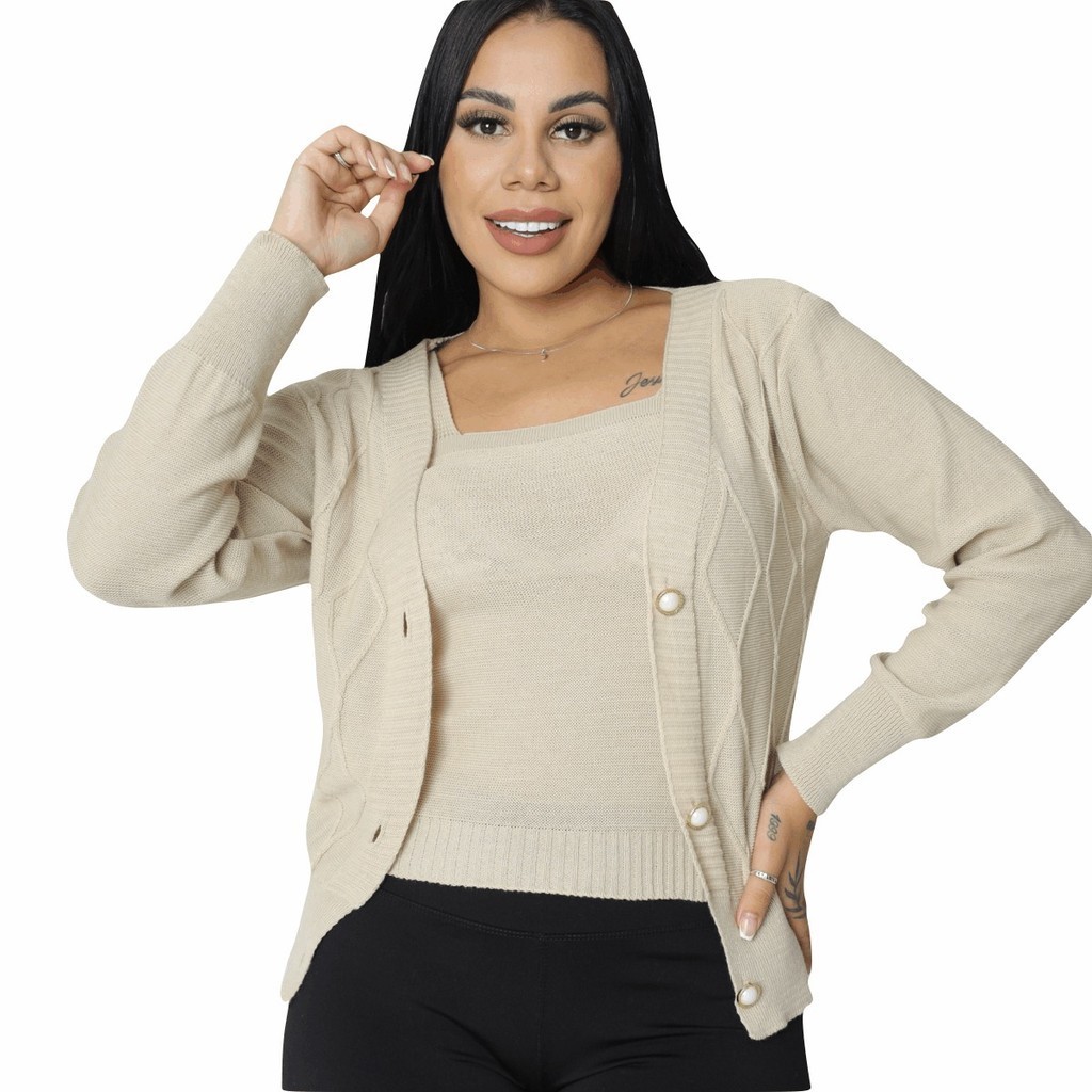 Tween-set Conjunto Casaquinho E Croped Isabela Tricô