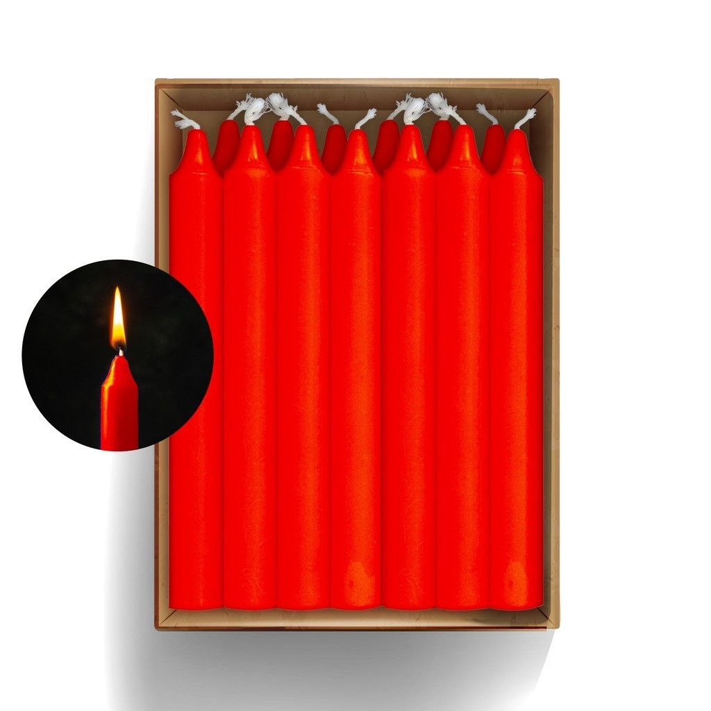 Kit de 7 Velas Vermelha 18x1,5cm - Queima de 5 horas
