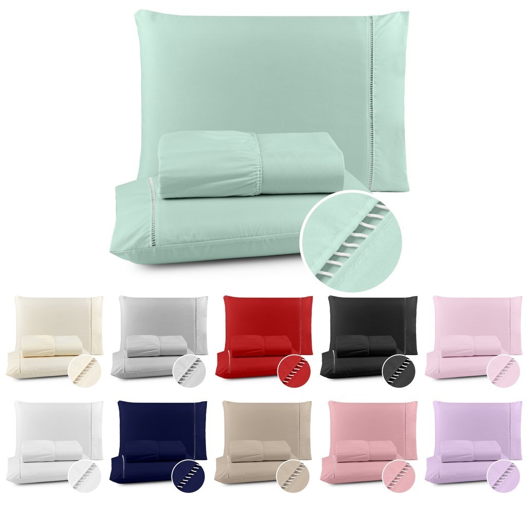 Jogo De Lençol Micropercal 3 Peças Cama Casal Queen / King - Solteiro 2Pçs 400 Fios Ponto Palito