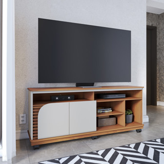 Rack para Sala De Estar TV 65 Pol com Rodízios Laguna C04 Freijó Off White - Lyam Decor em Oferta na Shopee