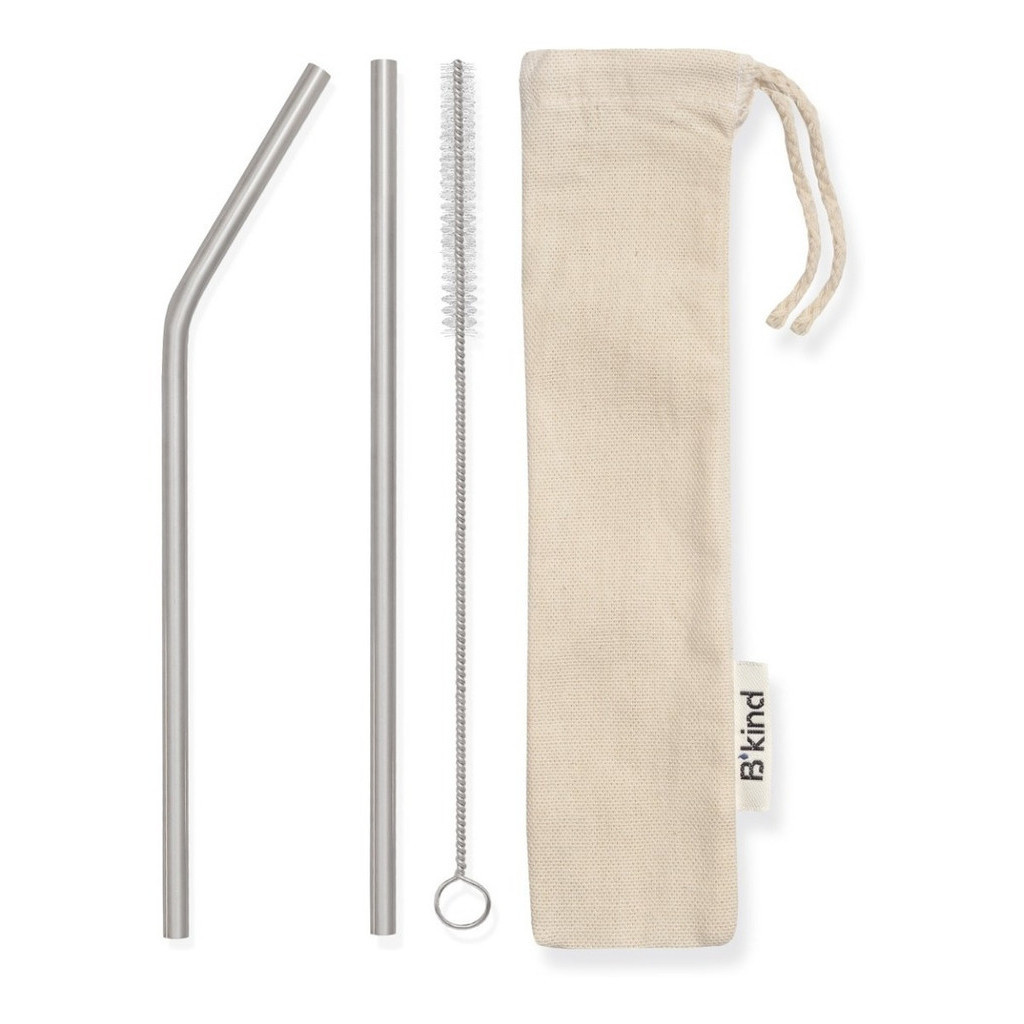 Kit 02 Canudos Aço Inox Metal Reutilizável + Escova Limpeza