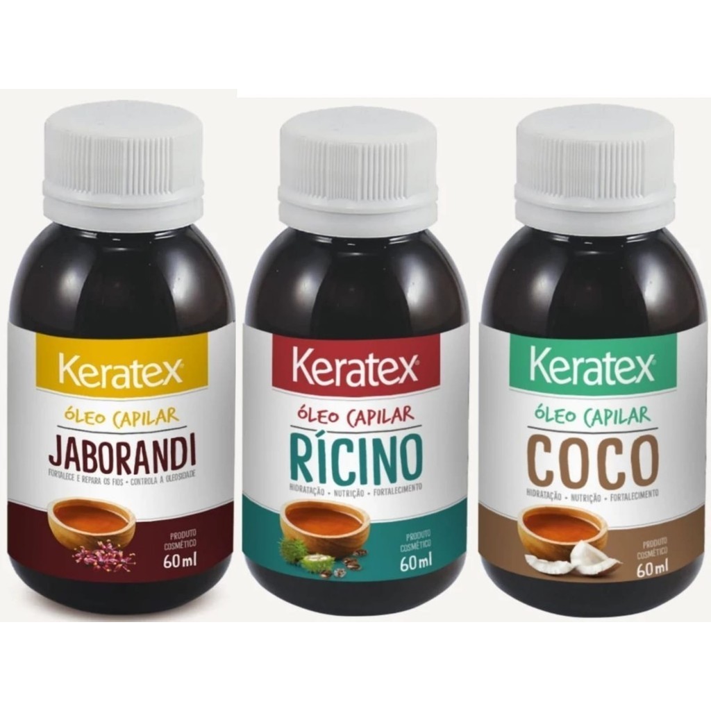Kit Oleo Capilar Keratex Ricino + Coco + Jaborandi 60ml em Oferta na Shopee