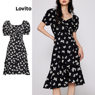 Lovito Vestido elegante com estampa de borboleta para mulheres L80ED275