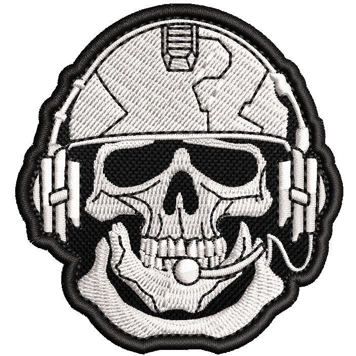 Patch Bordado Caveira Militar Capacete Tático 7cm