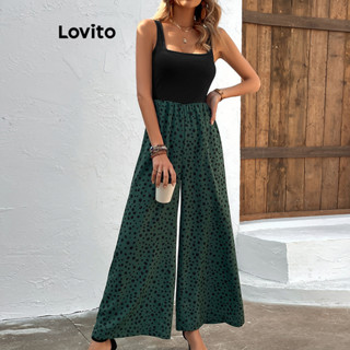 Lovito Macacão Boho Com Costura De Tecido De Bolinhas Para Mulheres LNL45027