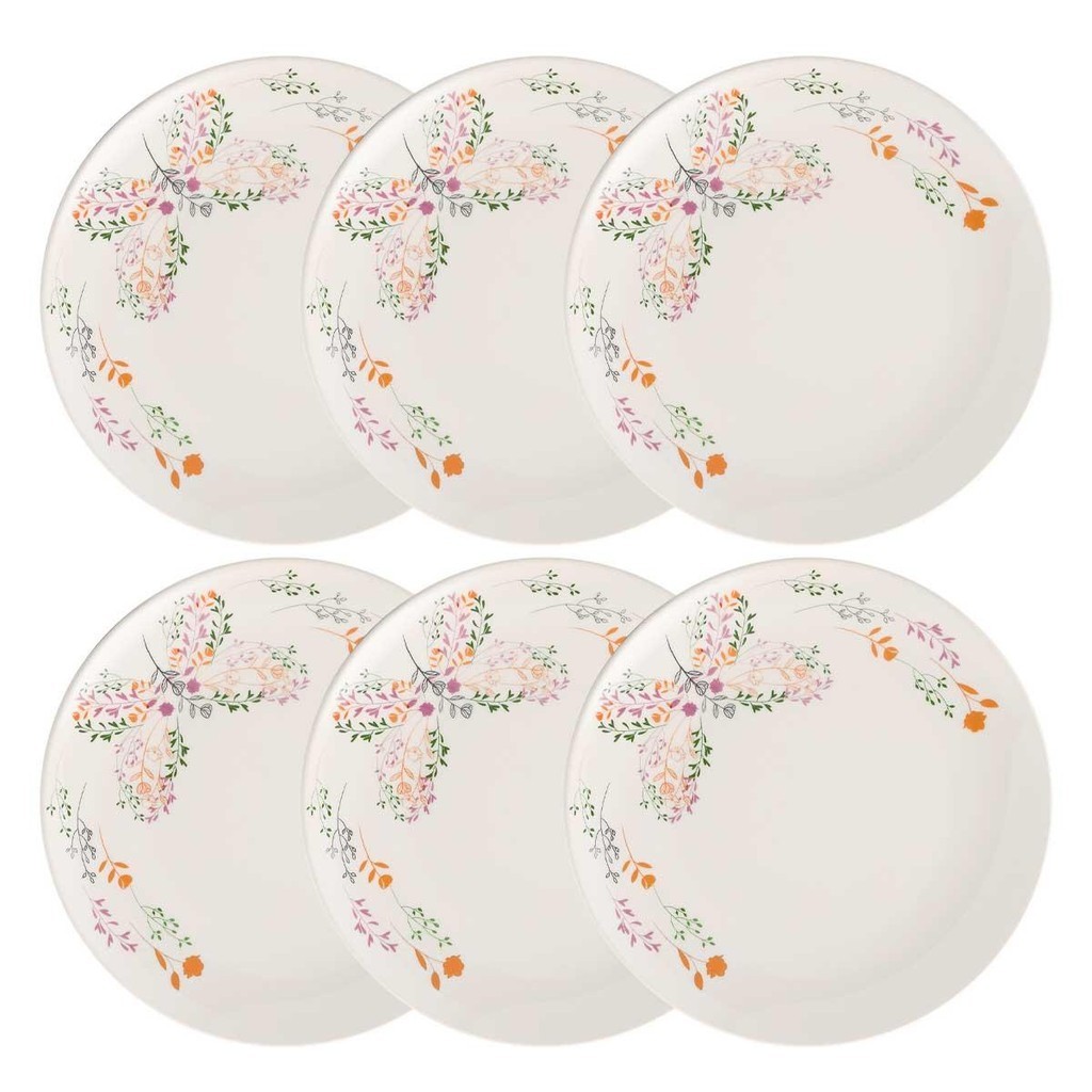 Jogo De 6 Pratos Rasos 26 Cm Oxford Unni Jardim Secreto em Oferta na Shopee