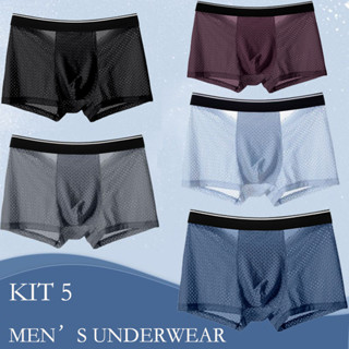 【IN STOCK】Kit 5Cueca Bambu / Cueca Boxer Masculino Confortável e respirável em Oferta na Shopee