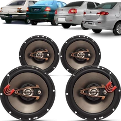 Kit Alto Falantes Dianteiros e Traseiros Fiat Siena 1997 até 2016 - Hurricane Platino 640w