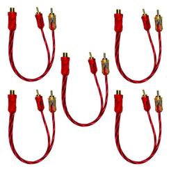 KIT 5 CABO Y RCA CRISTAL MATTE 2M 1F E-TECH INJETADO PARA SOM AUTOMOTIVO